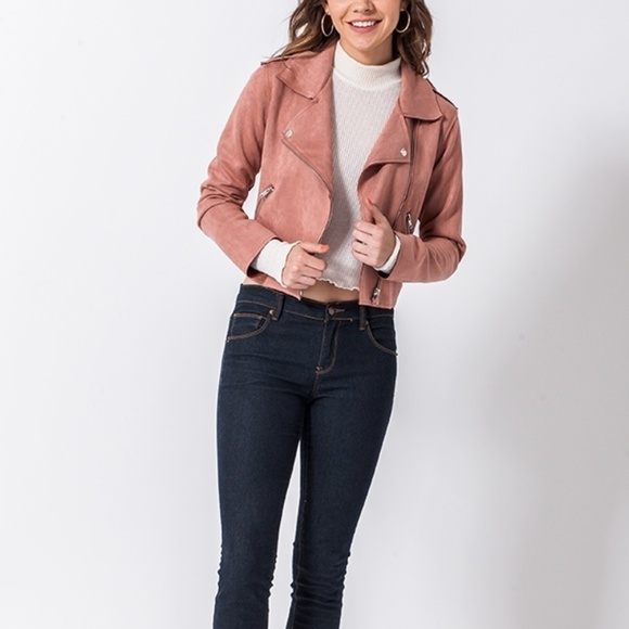 Mauve Moto Jacket Pink Vegan Suede - Picture 7 of 8